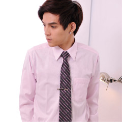 A8506-2-3 粉紅亮條紋長袖男襯衫